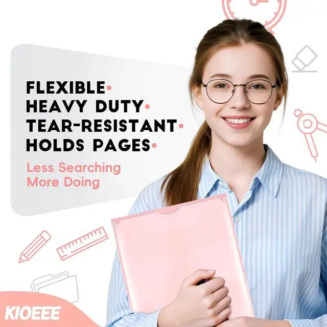 Alt view image 2 of 7 - Plastic Folders with Clear Front Pocket (6 Pack) with 2 Pockets, Heavy Duty Letter Size Colored Folders for School Office
