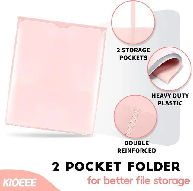 Alt view image 4 of 7 - Plastic Folders with Clear Front Pocket (6 Pack) with 2 Pockets, Heavy Duty Letter Size Colored Folders for School Office