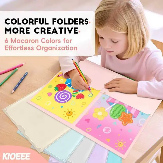 Alt view image 5 of 7 - Plastic Folders with Clear Front Pocket (6 Pack) with 2 Pockets, Heavy Duty Letter Size Colored Folders for School Office