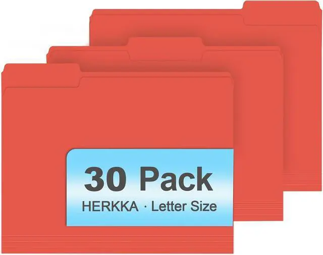 Main image of File Folder, HERKKA 30 Pack 1/3 Cut Tab File Folders, File Folders Great for Organizing and Filing, Letter Size, Red