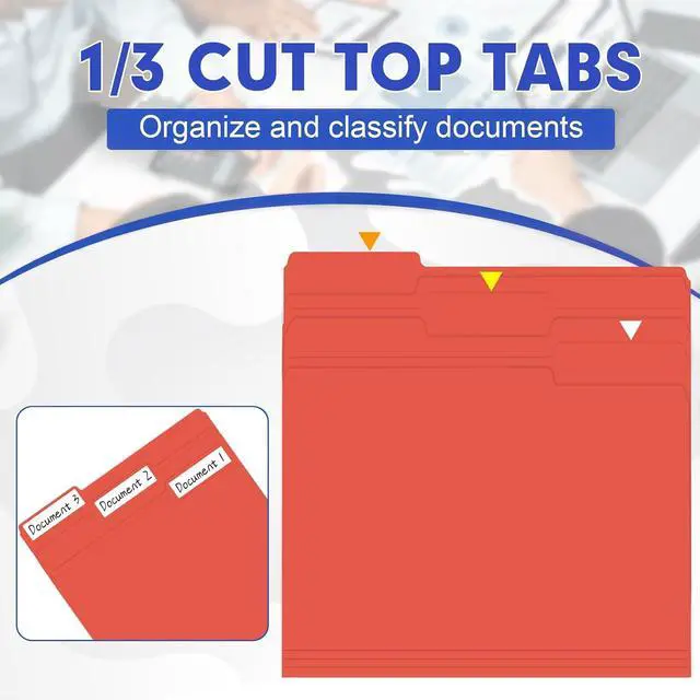 Alt view image 3 of 7 - File Folder, HERKKA 30 Pack 1/3 Cut Tab File Folders, File Folders Great for Organizing and Filing, Letter Size, Red