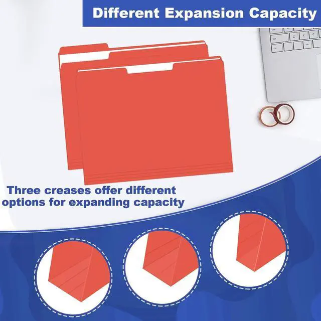 Alt view image 4 of 7 - File Folder, HERKKA 30 Pack 1/3 Cut Tab File Folders, File Folders Great for Organizing and Filing, Letter Size, Red