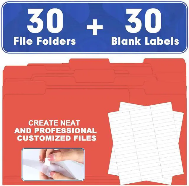 Alt view image 5 of 7 - File Folder, HERKKA 30 Pack 1/3 Cut Tab File Folders, File Folders Great for Organizing and Filing, Letter Size, Red