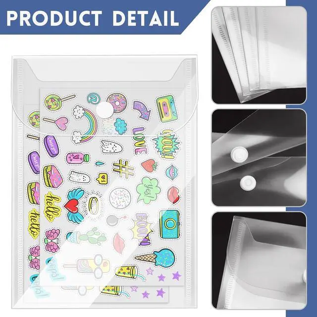 Alt view image 3 of 7 - Vmiapxo 20 Pack Small Clear Plastic Envelops with Snap Closure, 5 x 7 Inch
