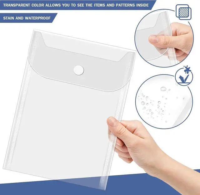 Alt view image 4 of 7 - Vmiapxo 20 Pack Small Clear Plastic Envelops with Snap Closure, 5 x 7 Inch