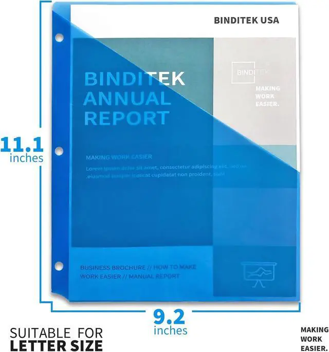 Alt view image 2 of 7 - Binditek 10 Pack Poly Slash File Jackets for 3 Ring Binder, 8.5 x 11
