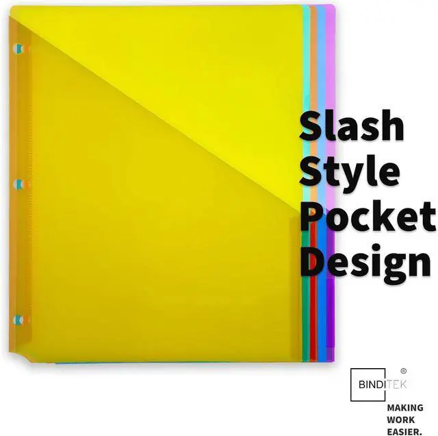 Alt view image 4 of 7 - Binditek 10 Pack Poly Slash File Jackets for 3 Ring Binder, 8.5 x 11