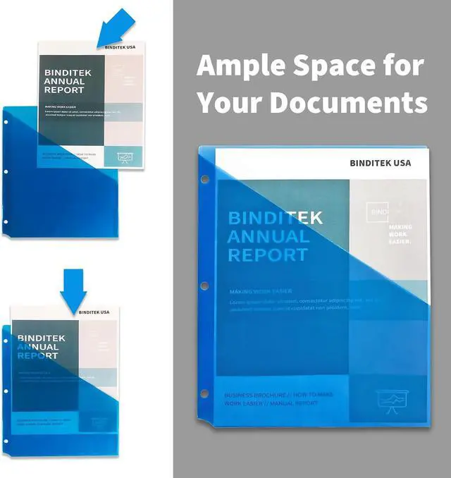 Alt view image 5 of 7 - Binditek 10 Pack Poly Slash File Jackets for 3 Ring Binder, 8.5 x 11