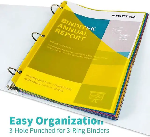 Alt view image 6 of 7 - Binditek 10 Pack Poly Slash File Jackets for 3 Ring Binder, 8.5 x 11
