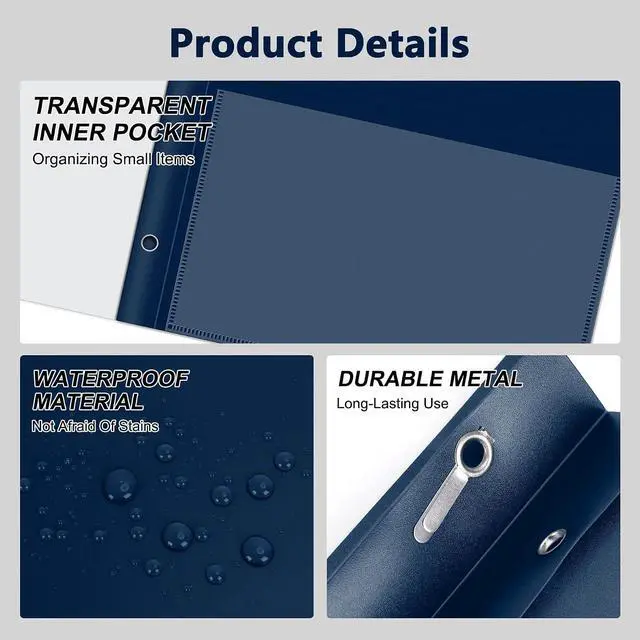 Alt view image 3 of 7 - Ndsox 5 Packs Clear Front Report Covers with 3-Prong Fasteners Plastic Project Presentation Folders Resume Document Covers with Navy Blue Back for 8.5x11 Letter Size Paper for School Office Business