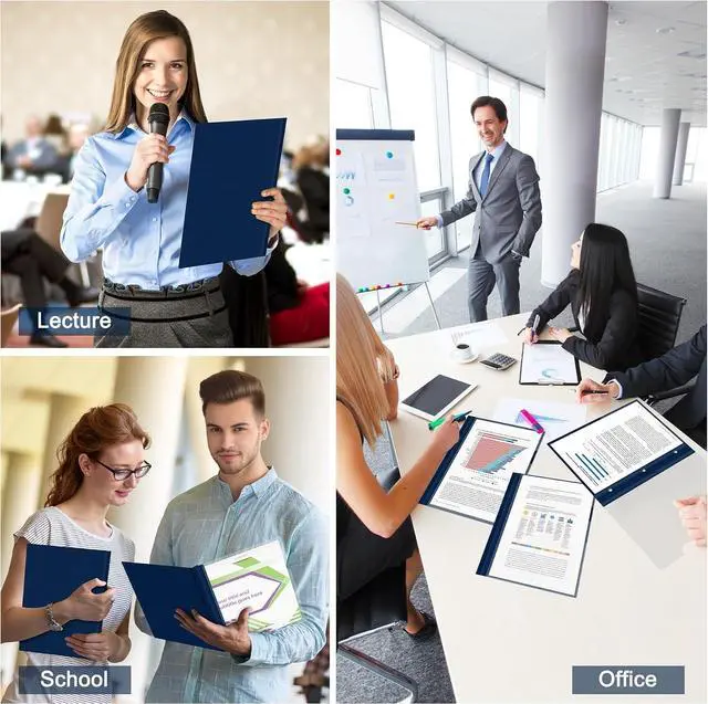 Alt view image 6 of 7 - Ndsox 5 Packs Clear Front Report Covers with 3-Prong Fasteners Plastic Project Presentation Folders Resume Document Covers with Navy Blue Back for 8.5x11 Letter Size Paper for School Office Business