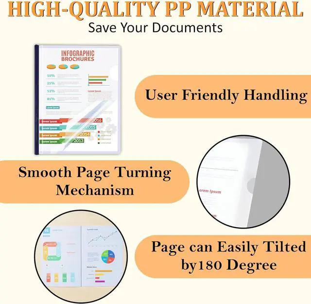 Alt view image 5 of 7 - 10 Pack Report Covers with Sliding Bar Clear Plastic Presentation Folders