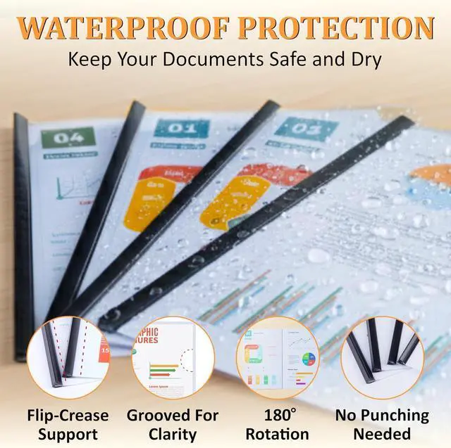 Alt view image 7 of 7 - 10 Pack Report Covers with Sliding Bar Clear Plastic Presentation Folders