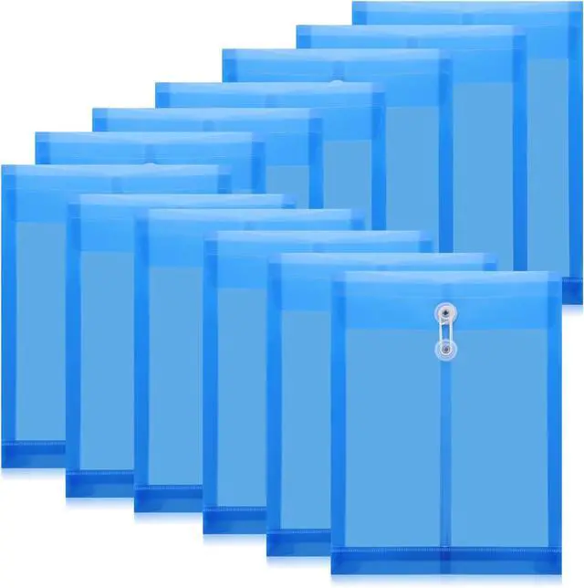 Main image of ReliThick 12 Pack Expandable Plastic Envelopes Button String Tie A4, Blue