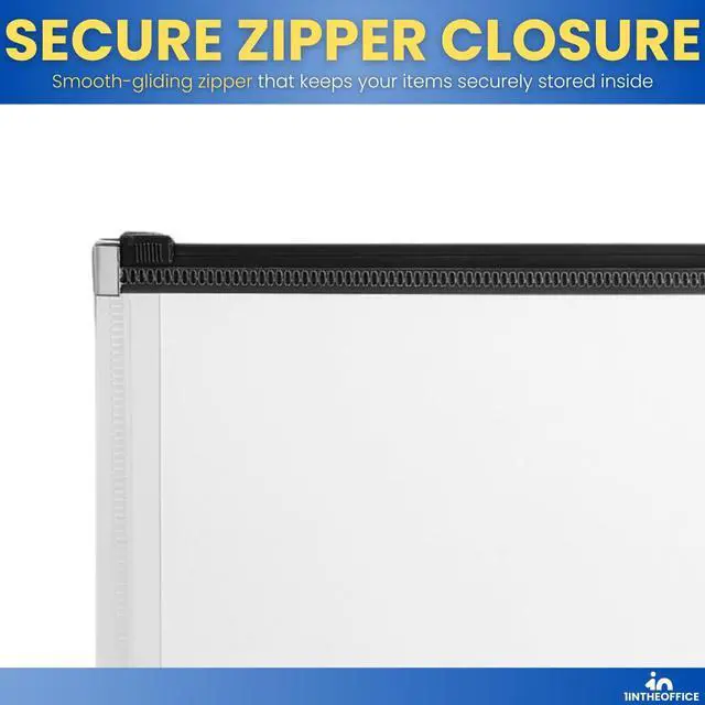 Alt view image 4 of 6 - 1InTheOffice Plastic Filing Envelopes with Zipper Closure, Moisture Resistant Envelope, Letter Size, Assorted Colors, Check Size (5 Pack)