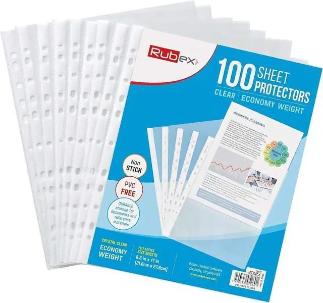Main image of Rubex Sheet Protectors, Clear, 11 Hole, Top Loading, 100 Sheets