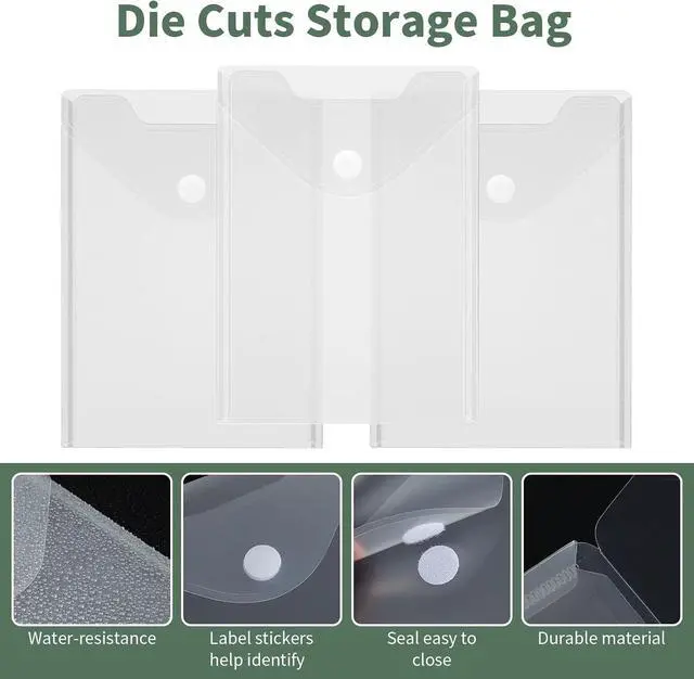 Alt view image 3 of 7 - 12 Pack Large Clear Die & Stamp Storage Bag Transparent Plastic Folders for Cutting Dies Stencil Embossing Crafts for DIY Scrapbooking Paper Card Craft Organizer Holder