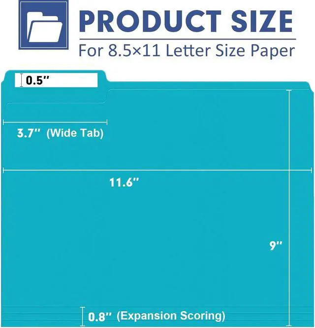 Alt view image 2 of 7 - PANDRI Colored File Folders, 30 Pack 1/3 Cut Tab File Folder, 6 Colors