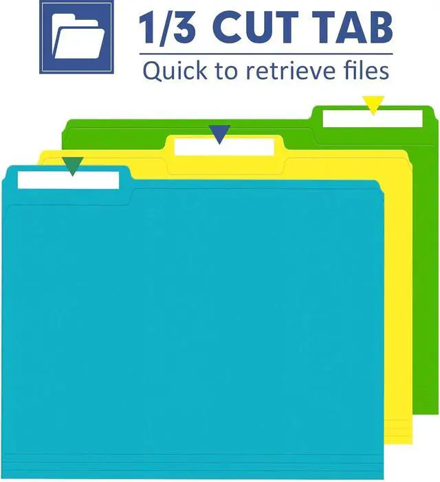 Alt view image 3 of 7 - PANDRI Colored File Folders, 30 Pack 1/3 Cut Tab File Folder, 6 Colors