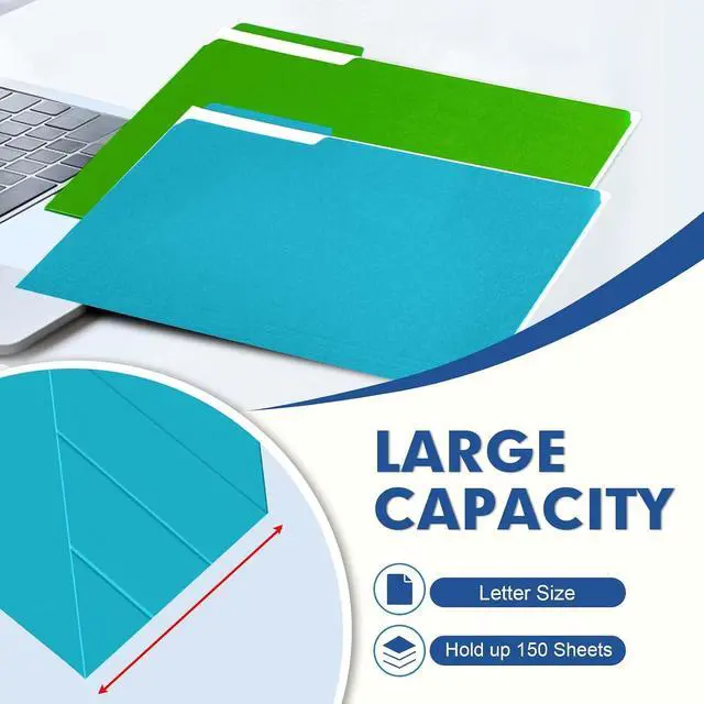 Alt view image 5 of 7 - PANDRI Colored File Folders, 30 Pack 1/3 Cut Tab File Folder, 6 Colors