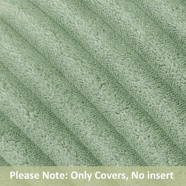 Alt view image 4 of 7 - Kevin Textile Soft Plush 12x24 Inch Lumbar Pillow Cover 1 Pack, Luxury Fluffy Faux Fur Striped Flannel Rectangle Cushion Case for Couch Sofa Chair Bed Home Decor, Sage Green