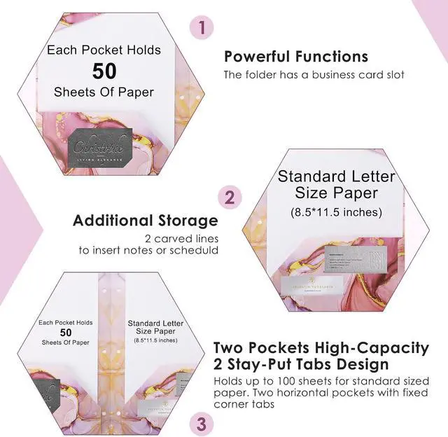 Alt view image 3 of 6 - Ddaowanx 4 pcs Plastic Folders with Pockets,3 Hole Punched Folders