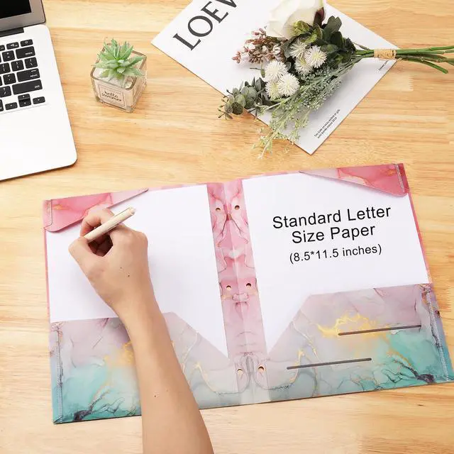 Alt view image 5 of 6 - Ddaowanx 4 pcs Plastic Folders with Pockets,3 Hole Punched Folders