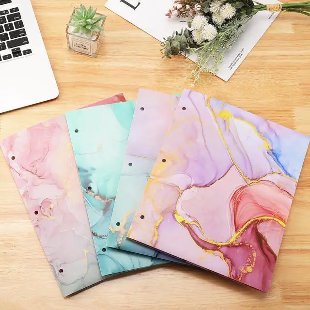 Alt view image 6 of 6 - Ddaowanx 4 pcs Plastic Folders with Pockets,3 Hole Punched Folders