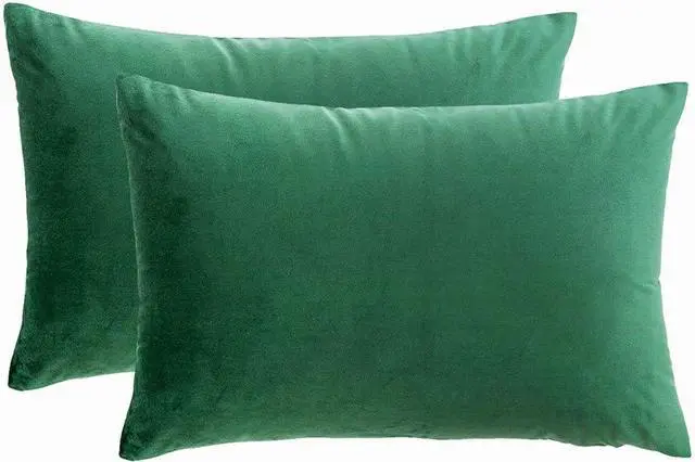 Main image of RainRoad Dark Green Throw Pillow Covers 12x20 Inch,Set of 2