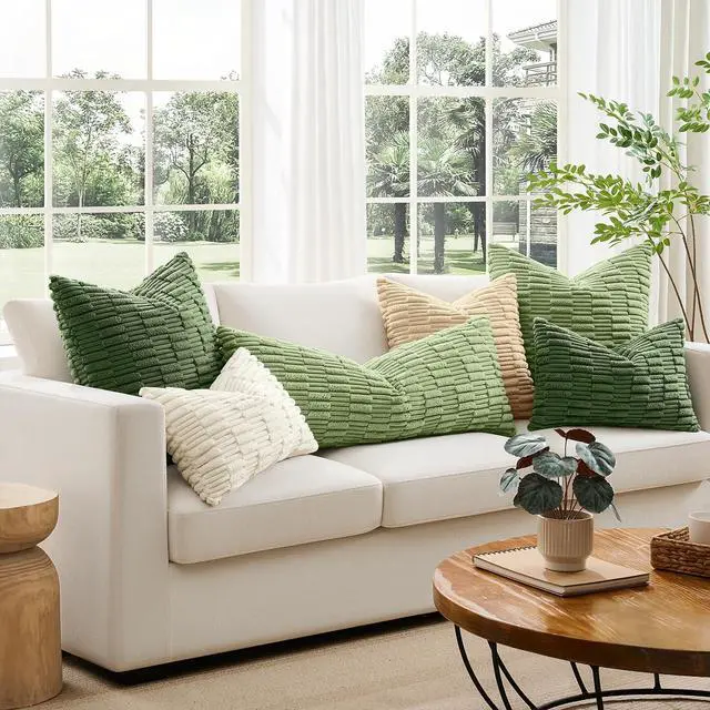 Alt view image 6 of 7 - Kevin Textile 12x24 Inch Lumbar Pillow Cover 1 Pack Soft Plush Stripe Decorative Rectangle Cushion Elegant Double-Sided Corduroy Texture Pillow Cover for Couch Sofa Chair Bed Home Decor, Cream White