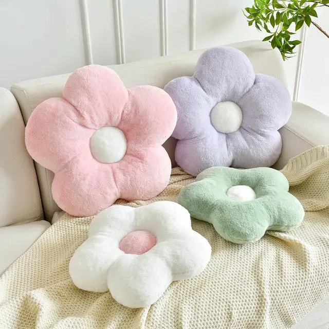 Alt view image 3 of 7 - Flower Pillows, Soft Flower Shaped Pillow with Home Decorative for Couch Chair Bed,Flower Floor Throw Pillows for Adults Bedroom Living Room (White, 15 Inches)