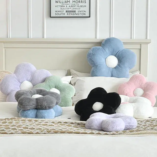 Alt view image 4 of 7 - Flower Pillows, Soft Flower Shaped Pillow with Home Decorative for Couch Chair Bed,Flower Floor Throw Pillows for Adults Bedroom Living Room (White, 15 Inches)