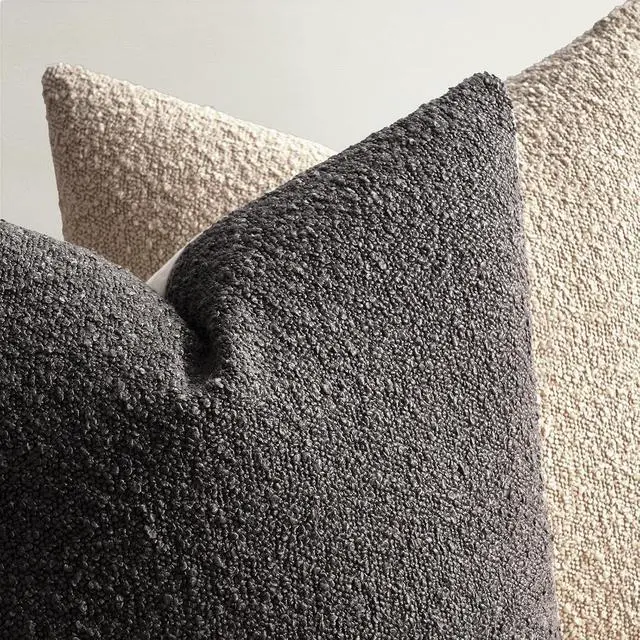 Alt view image 7 of 7 - Topfinel Neutral Grey Boucle Throw Pillow Covers 18x18 Inches Set of 4 Contrast Color Modern Living Room Decorative Cushions with Linen Cotton Backing Minimalist Chair Sofa Couch Home Style