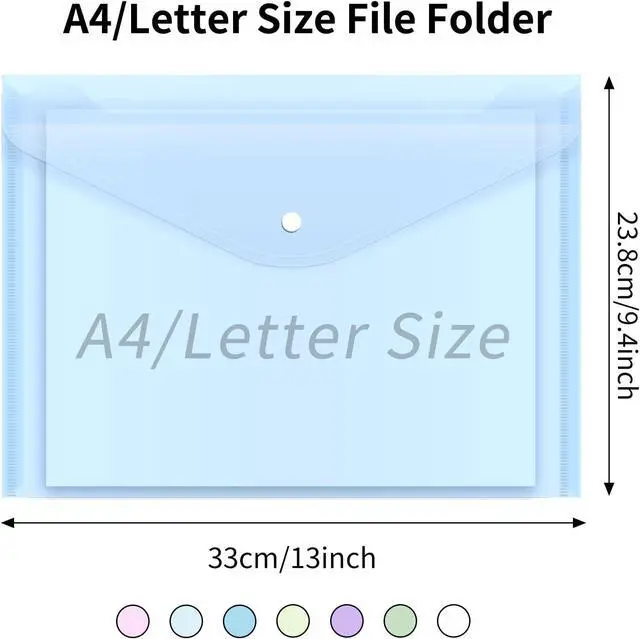 Alt view image 2 of 7 - EOOUT 14pcs Plastic Envelopes, Plastic Folders for Documents, Poly Folders with Snap Closure, A4 Size, Letter Size, for School and Office Supplies