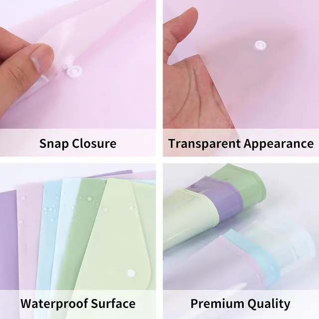 Alt view image 4 of 7 - EOOUT 14pcs Plastic Envelopes, Plastic Folders for Documents, Poly Folders with Snap Closure, A4 Size, Letter Size, for School and Office Supplies