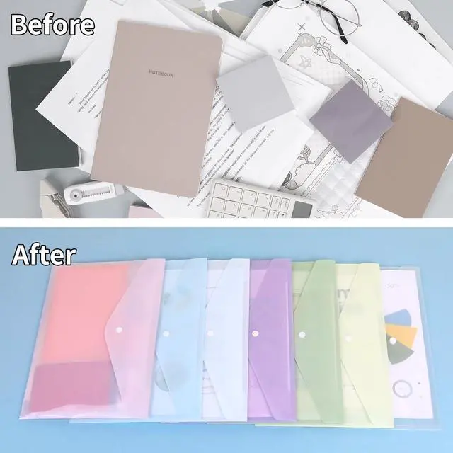 Alt view image 5 of 7 - EOOUT 14pcs Plastic Envelopes, Plastic Folders for Documents, Poly Folders with Snap Closure, A4 Size, Letter Size, for School and Office Supplies