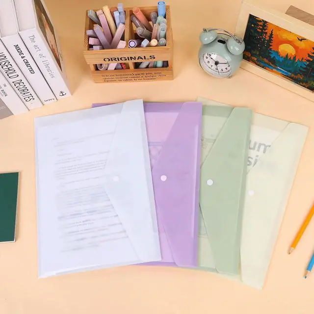 Alt view image 6 of 7 - EOOUT 14pcs Plastic Envelopes, Plastic Folders for Documents, Poly Folders with Snap Closure, A4 Size, Letter Size, for School and Office Supplies