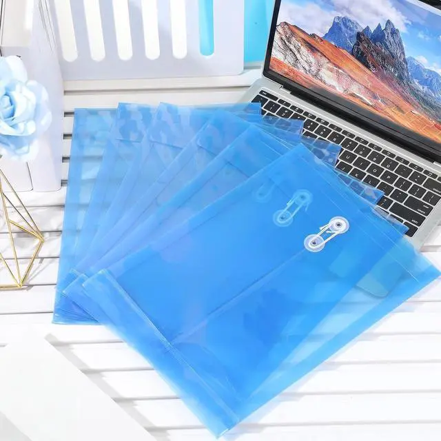 Alt view image 4 of 7 - ReliThick 12 Pack Expandable Plastic Envelopes Button String Tie A4, Blue