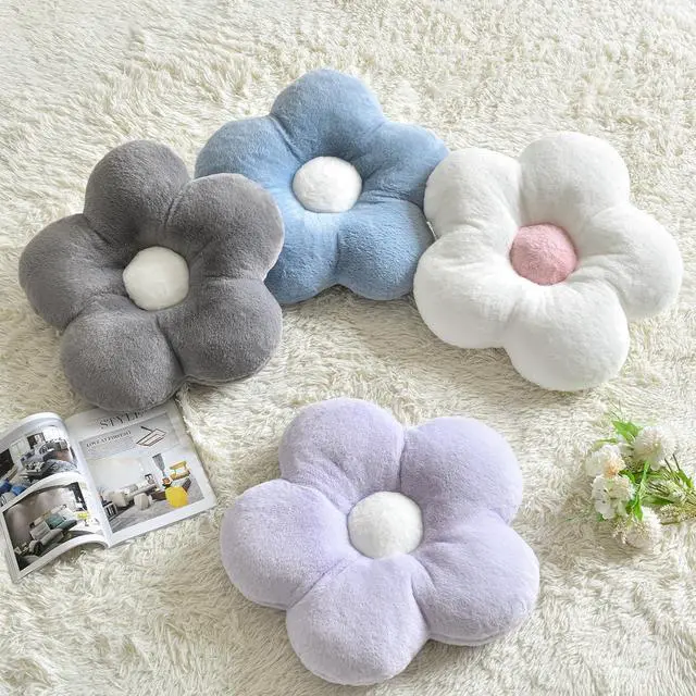 Alt view image 6 of 7 - Flower Pillows, Soft Flower Shaped Pillow with Home Decorative for Couch Chair Bed,Flower Floor Throw Pillows for Adults Bedroom Living Room (White, 15 Inches)