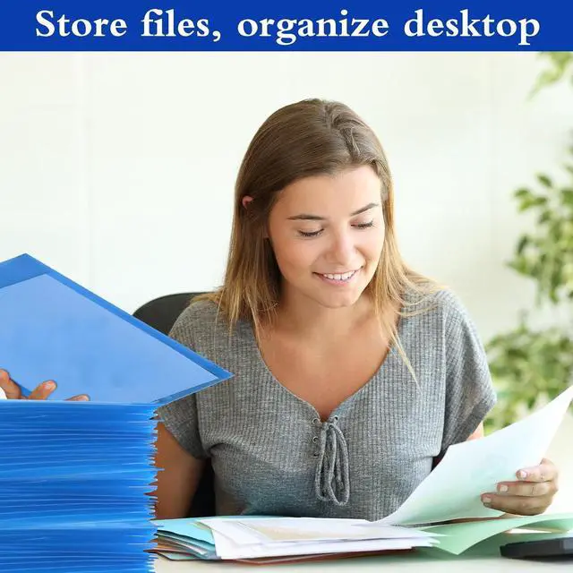 Alt view image 7 of 7 - ReliThick 12 Pack Expandable Plastic Envelopes Button String Tie A4, Blue