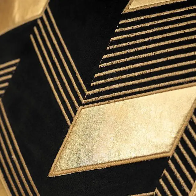 Alt view image 5 of 7 - Alerfa 18 x 18 Inches Black Geometric Gold Leather Striped Cushion Cases Embroidery Modern Throw Pillow Covers Decorative Pillows for Couch Living Room Bedroom Car 45 x 45cm