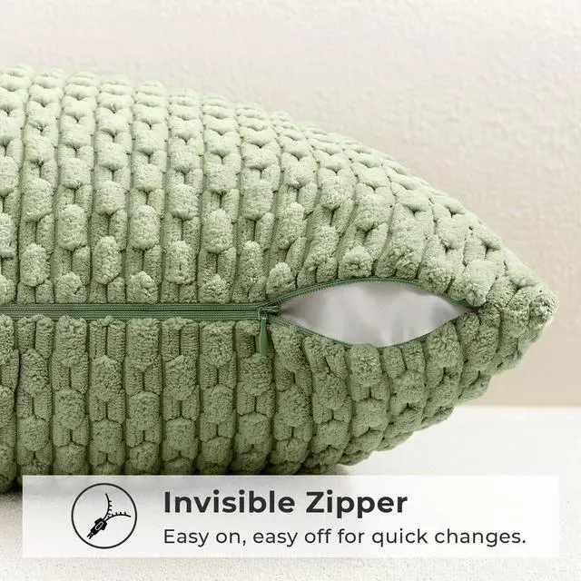 Alt view image 3 of 7 - Kevin Textile Soft Corduroy 12"x20" Lumbar Pillow Cover 1 Pack, Sage Green