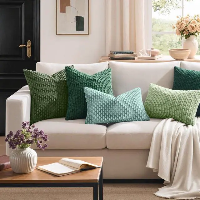 Alt view image 6 of 7 - Kevin Textile Soft Corduroy 12"x20" Lumbar Pillow Cover 1 Pack, Sage Green