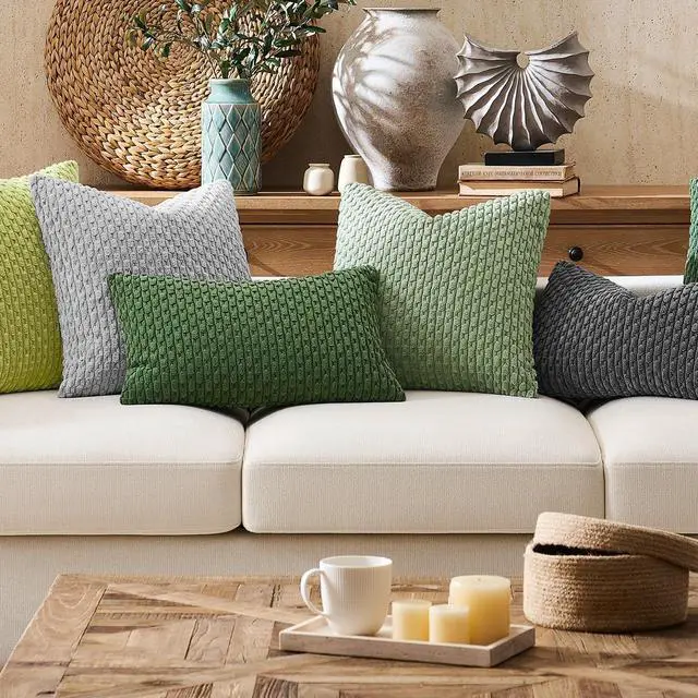 Alt view image 7 of 7 - Kevin Textile Soft Corduroy 12"x20" Lumbar Pillow Cover 1 Pack, Sage Green