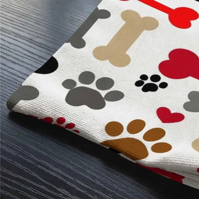 Alt view image 5 of 5 - Smooffly Dogs Paws and Bones Cotton Linen Throw Lumbar Waist Pillow Case Cushion Cover Home Office Decorative Rectangle 12 X 20 Inches