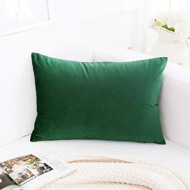 Alt view image 6 of 7 - RainRoad Dark Green Throw Pillow Covers 12x20 Inch,Set of 2