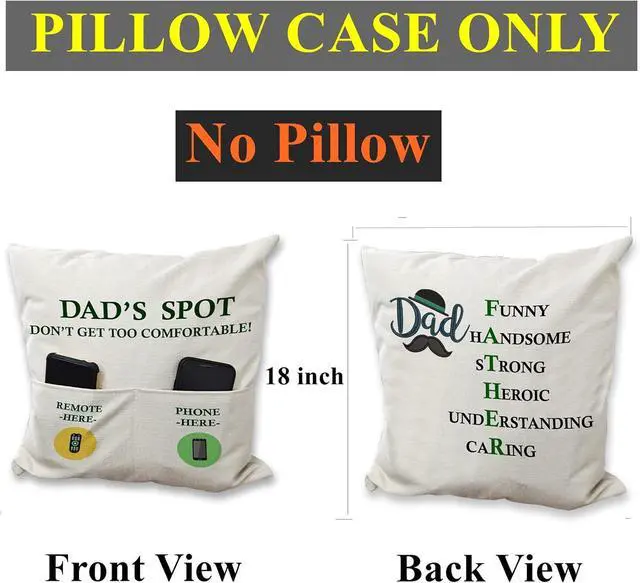 Alt view image 3 of 7 - ZUYUROU Dad Gifts, 2-Pocket Dad's Spot Throw Pillow Covers 18 x 18 Inch + Engraved Bottle Opener, Dad Gifts from Daughter SonBirthday Christmas Thanksgiving Day Gifts for Papa Stepdad