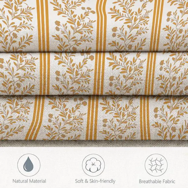 Alt view image 3 of 7 - Set of 2 Vintage Flower Throw Pillow Covers 18x18 Inch Orange Striped Floral Decor Pillowcase Linen Decoration Cushion Covers for Farmhouse Home Sofa Couch Bed Chair Living Room