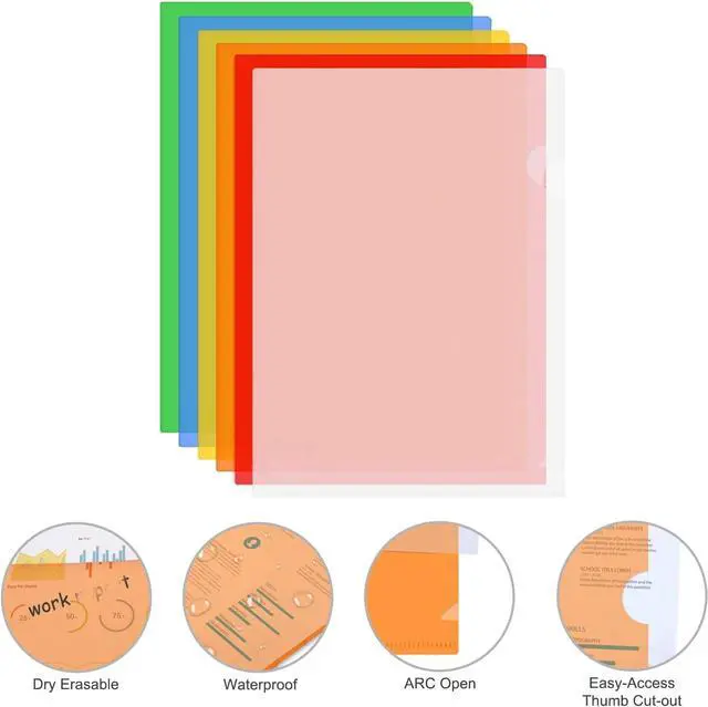 Alt view image 2 of 7 - ViVin 12 Pack Plastic Clear Document Folders (6 Assorted Colors)