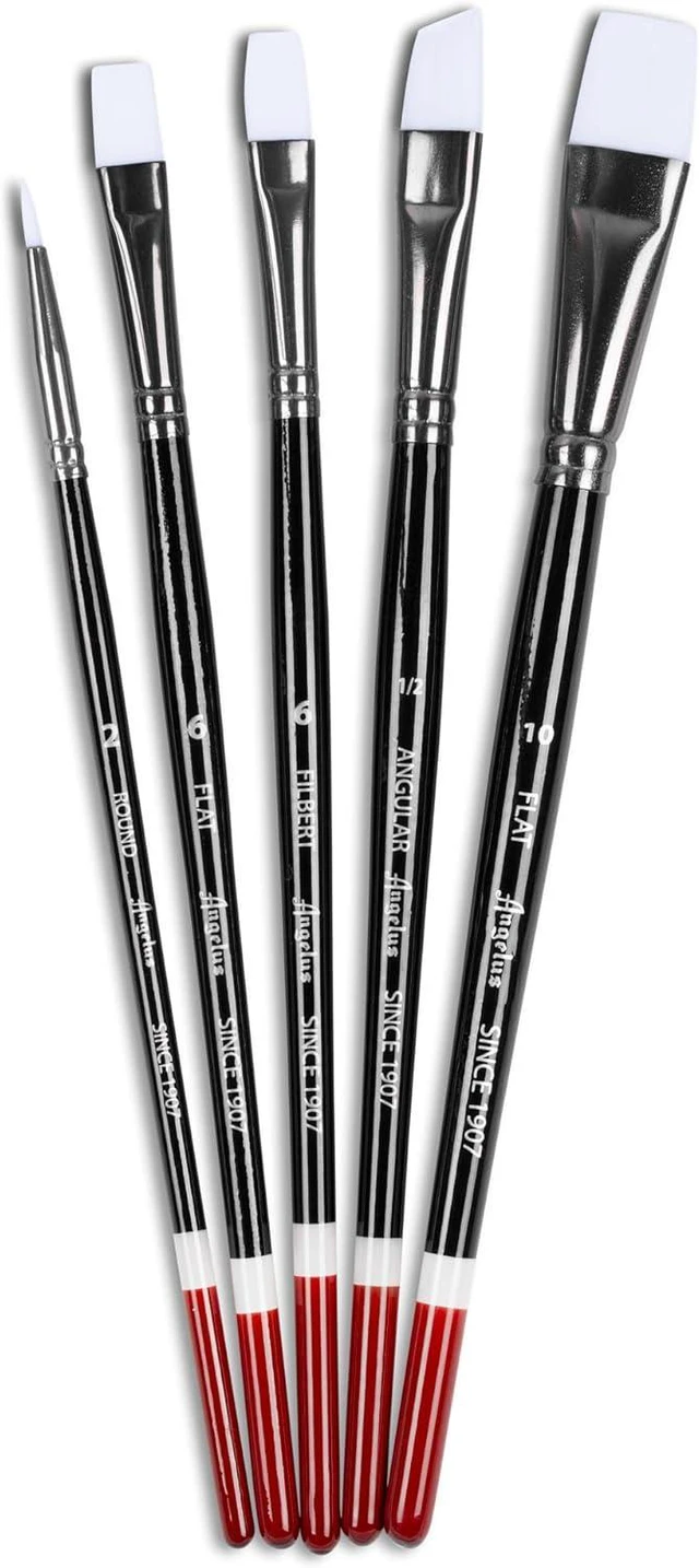 Main image of Angelus Paint Brush Set Round Flat Angular Artist Acrylic Paint Brush Set Shoe paint Brush set (5 pcs)